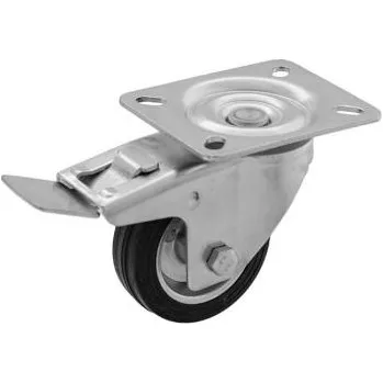 Pojezdové kolečko BKshop Otočné pojezdové kolo s brzdou d125/100kg, černý kaučuk, válečkové ložisko