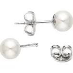Stříbrné náušnice s bílou perličkou Rozměry: Velikost 4 mm