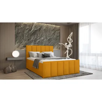 Postel SFAB Kontinentální čalouněná postel VERONA (160x200 cm) Látka Velutto: Velutto 08 - Hořčicová