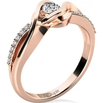 Prsten Couple, Luxusní zásnubní prsten Moniq, růžové zlato a zirkony, vel.: 53, ø16,9 mm, 6864245-4-53-1
