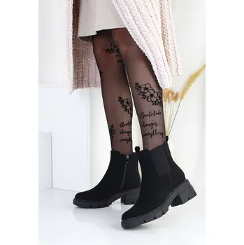 Dámská zimní obuv DoAndBe Semišové kotníkové boty na podpatku SA15-3B Velikost: 37