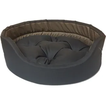 Pelíšek pro psa Pelech ovál s polštářem Basic Duo 91x81x21cm,tm.šedá/béžová