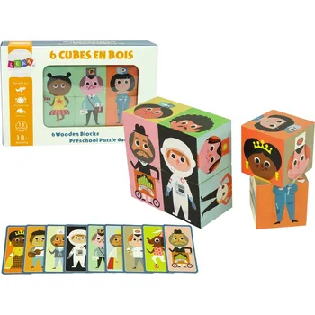 Dřevěná hračka Mamido Dřevěné kostky s postavičkami