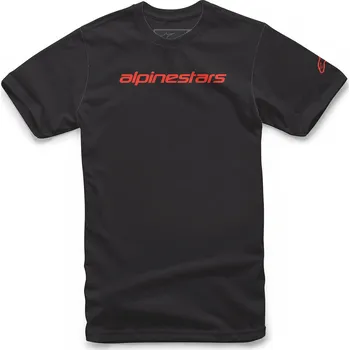 Pánské tričko Triko LINEAR WORDMARK TEE, ALPINESTARS (černá/červená fluo) (Velikost: M)