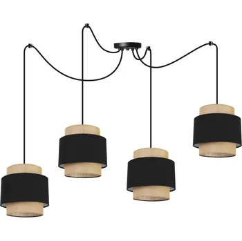Závěsné svítidlo Boho Spider, 4x jutové/černé textilní stínítko