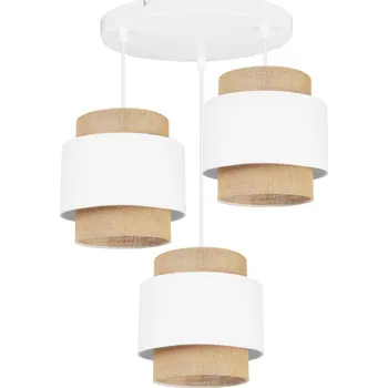 Závěsné svítidlo Boho, 3x jutové/bílé textilní stínítko, o