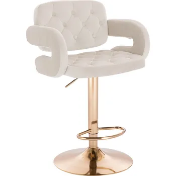 Barová židle Barová židle Ardal velur krémová - základna zlatá