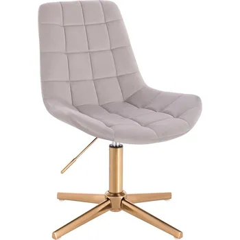 Otočné křeslo Voss velur na zlatém kříži - světle šedá