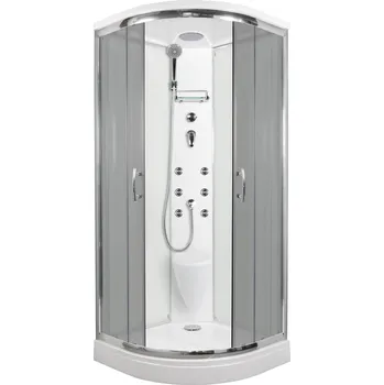 ARTTEC BRILIANT 90 x 90 cm - Masážní sprchový box model 5 šedé sklo 5 let záruka + stěrka na sklo zdarma