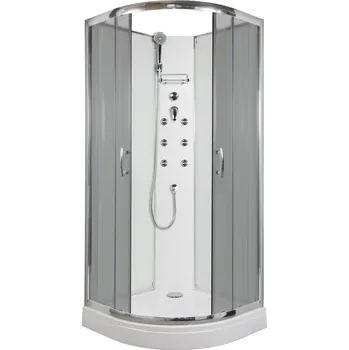 ARTTEC BRILIANT 90 x 90 cm - Masážní sprchový box model 4 šedé sklo 5 let záruka + stěrka na sklo zdarma