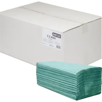 Utěrka ZZ ručníky, 1vr., recykl, zelené, 4000 ks