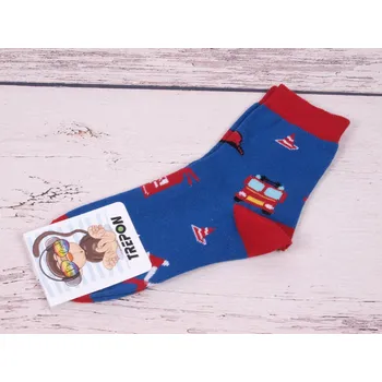 české dětské ponožky TREPON FIREK modré s hasičským autem velikosti ponožek: 19-21 ( EUR vel. 29-32)