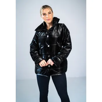 Černá lesklá prošívaná bunda M933 black Velikost: S/M