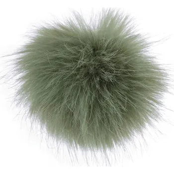 Kožešinová bambule s poutkem Ø8 cm, barva 6 zelená šalvěj tmavá