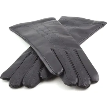 Rukavice Dámské kožené rukavice s jemnou výšivkou od kraje do prstů Barva: Černá, Velikost: 6,5