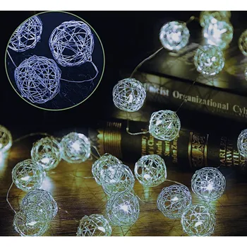 Vánoční osvětlení Vánoční mikro řetěz s 50 drátěnými koulemi, studená bílá, 5m