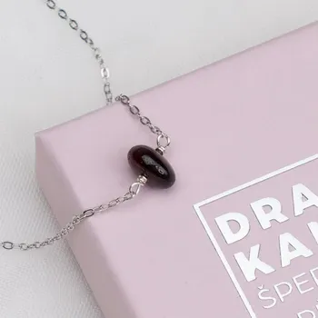 Náhrdelník Drahokamia Stříbrný náhrdelník s přírodním granátem 171/STR Stříbrný - Ryzost 925/1000