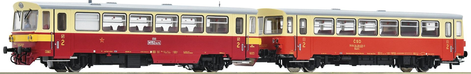 ROCO 70375 H0 Motorový vůz M152.0 + přípojný vůz Blm, ČSD, Ep.IV, DCC ZVUK