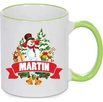 Vánoční hrnek - Vánoční sněhulák se jménem Martin Barva: Zelená