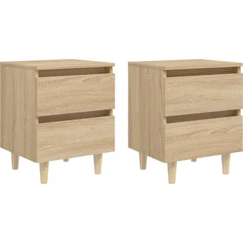 Ložnice vidaXL Noční stolky masivní dřevěné nohy 2 ks 40x35x50 cm [805860] Barva: dub sonoma