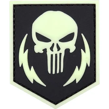 Nášivka 101 INC PVC 3D nášivka "Punisher thunder strokes" - fosforeskující
