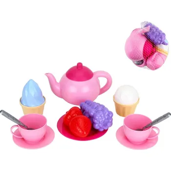 Dětská kuchyňka Čajová dětská souprava nádobí holčičí s dezerty 15ks plast v síťce | 21