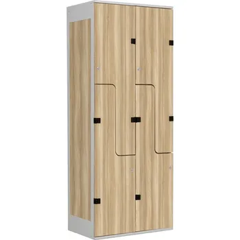 Tritón šatní skříň se 4 boxy a dveřmi ve tvaru Z, kov-lamino T1970, šedá - jasan Blonde Surfside