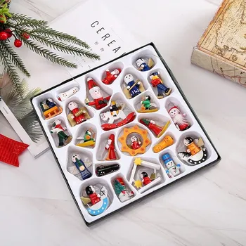 Vánoční ozdoba Mini dřevěné rustikální vánoční ozdoby na stromeček 24 ks