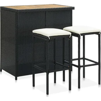 Jídelní set vidaXL 3dílný barový jídelní set polyratan [313473] Barva: Černá a hnědá