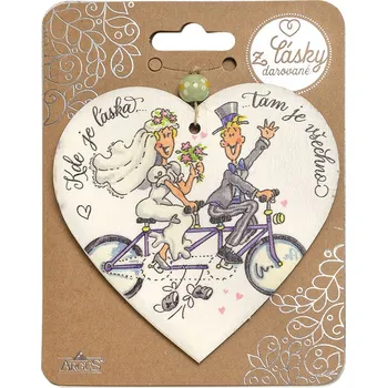 Žertovný předmět ARGUS Dárková dřevěná dekorace srdíčko 23510029