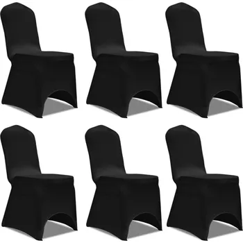 Napínací potah vidaXL Strečové potahy na židle 6 ks [131412] Barva: Černá