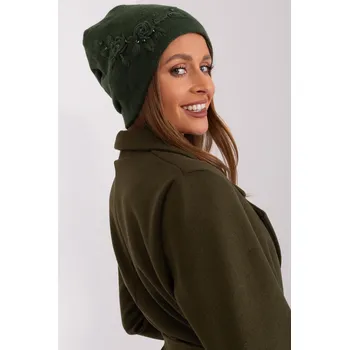 Čepice Dámská čepice s výšivkou a zirkony model 32976 zelená