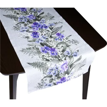 ubrus Bellatex Ubrus BĚHOUN macešky - fialová, šedá 50x120 cm