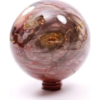 Drahý kámen Magieprirody.cz Koule Zkamenělé dřevo 1.753 g - 110 mm + dřevěný podstavec #A264