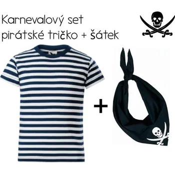 MALFINI® Pirátský kostým dětské tričko + šátek Velikost: 158 cm/12 let, Barva: námořní modrá
