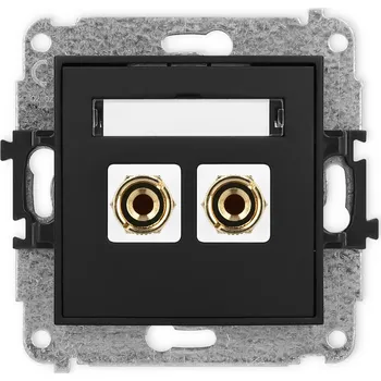 Elektrická zásuvka KARLIK Zásuvka pro reproduktor s konektory typu "banán" Barva: Matná černá