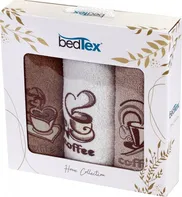 BedTex Čas na kávu dárkový set froté utěrek hnědý/béžový/bílý 3x 30 x 50 cm