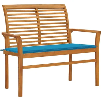 Zahradní lavice vidaXL Zahradní lavice s poduškou 112 cm masivní teak [3062657] Barva: Modrá