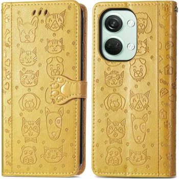 Pouzdro na tablet VSECHNONAMOBIL 65473 ART Peněženkový kryt One Plus Nord 3 5G ANIMALS žlutý
