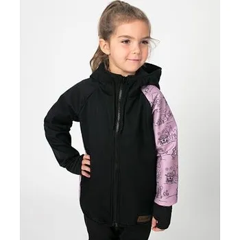 Dětská softshellová bunda Promaledobrodruhy bez zateplení black/pink velikost 128-134