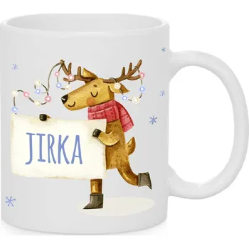 Vánoční hrnek - Sob se jménem Jirka Barva: Bílá