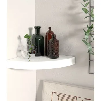 police vidaXL Nástěnná rohová police 25 x 25 x 3,8 cm MDF [326633] Barva: bílá s vysokým leskem