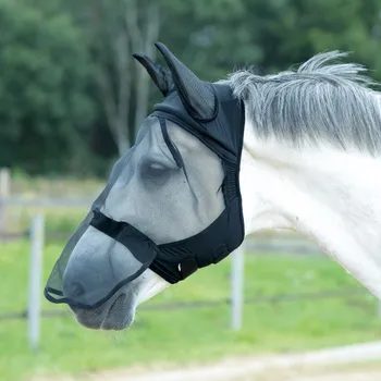 Koňská maska proti hmyzu BUSSE Maska proti hmyzu Fly Buckler Plus II BUSSE, s ochranou uší a nozder, černá PONY