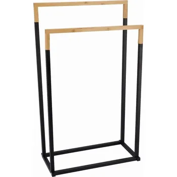 Držák na ručník Věšák na ručníky - černý+bambus