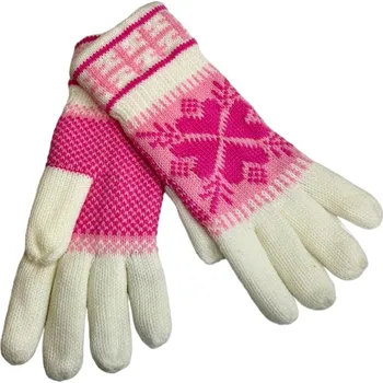 Rukavice ZIMA-Zimní prstové rukavice - Vločka bílé