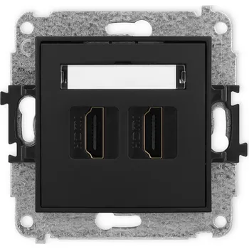 Elektrická zásuvka KARLIK Dvojitá zásuvka s konektory HDMI 2.0 Barva: Matná černá