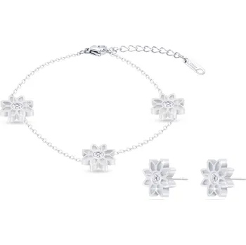 Souprava šperků biju Set z chirurgické oceli květina, náramek + náušnice pecky 303