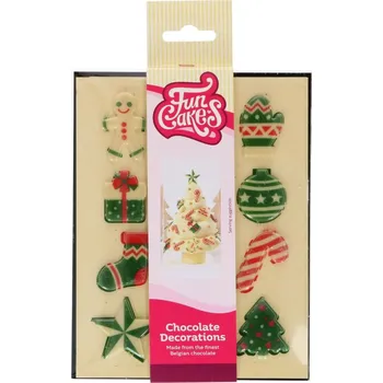 Čokoláda FUNCAKES Vánoční čokoládové dekorace (bílá) 12 ks