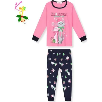 Dívčí pyžamo Dívčí vánoční pyžamo KUGO MP3825, růžové / tm. modré