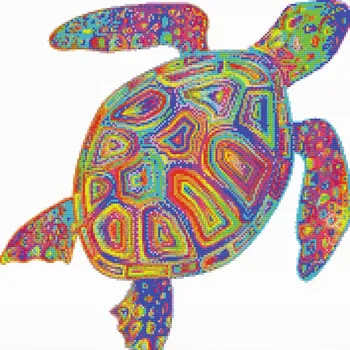 Diamantové malování Diamantové malování - Duhová želva Velikost: 50x50cm, Rámování: Pouze srolované plátno, Diamanty: Čtvercové